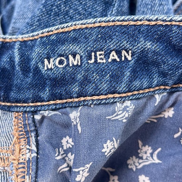 AE American Eagle Mom Jean Distressed Destroyed Mid Rise Stretch Denim Size 0 - Picture 11 of 13